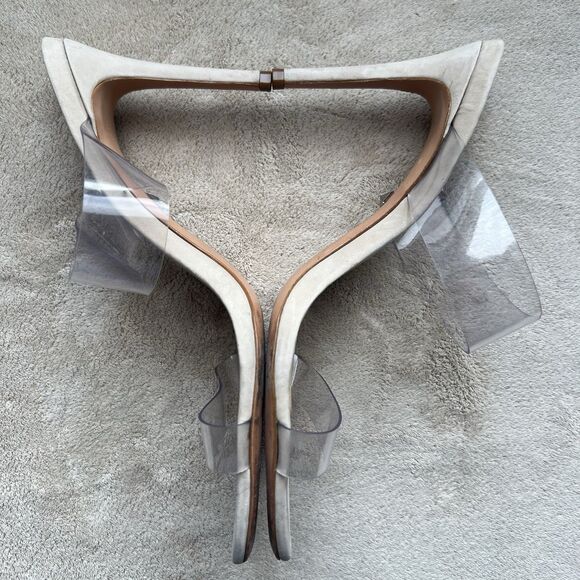 Schutz Ariella Clear Straps Heeled Sandals Beige Leather Inner Sole Women 9.5 B - Picture 5 of 15